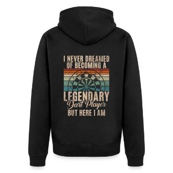 Retro Dartscheibe Dartboard 180 für Dartspieler - Unisex Premium Bio Zip Hoodie - Schwarz - Hinten - Nico (187cm)