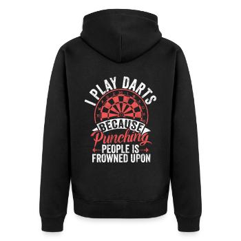 Retro Dartscheibe Dartboard 180 für Dartspieler - Unisex Premium Bio Zip Hoodie - Schwarz - Hinten - Nico (187cm)