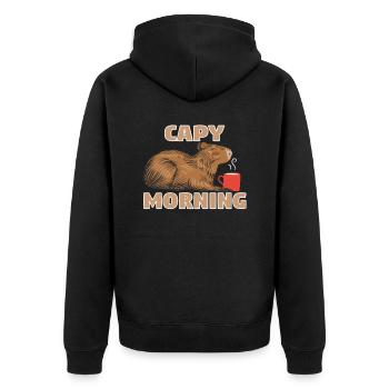 Cappybara Capybara Coffee Capybara Fans - Unisex Premium Organic Zip Hoodie - black - Back - Nico (187cm)