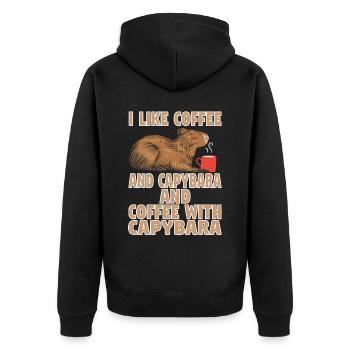 Wasserschwein Capybara Cappybara Kaffee Coffee - Unisex Premium Organic Zip Hoodie - black - Back - Nico (187cm)