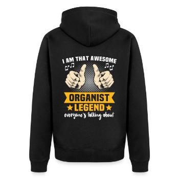 Organist Orgelspieler - Unisex Premium Bio Zip Hoodie - Schwarz - Hinten - Nico (187cm)