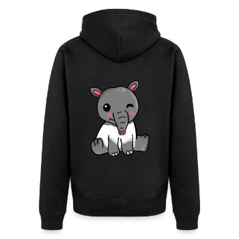 Süßes Tapir Geschenk Mädchen Zoo Tapir - Unisex Premium Bio Zip Hoodie - Schwarz - Hinten - Nico (187cm)