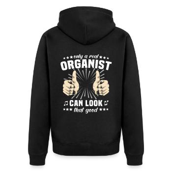 Orgelspieler Orgel Organist - Unisex Premium Bio Zip Hoodie - Schwarz - Hinten - Nico (187cm)