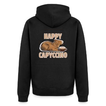 Capybara Capybara Coffee Cappybara Fans - Unisex Premium Organic Zip Hoodie - black - Back - Nico (187cm)