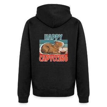 Capybara Capybara Coffee Cappybara Fans - Unisex Premium Organic Zip Hoodie - black - Back - Nico (187cm)