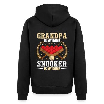 Vatertag Opa ist mein Name Snooker ist mein Spiel - Unisex Premium Bio Zip Hoodie - Schwarz - Hinten - Nico (187cm)