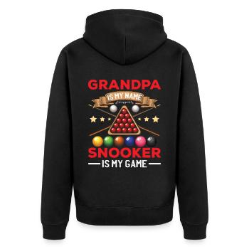 Opa ist mein Name Snooker ist mein Spiel - Unisex Premium Bio Zip Hoodie - Schwarz - Hinten - Nico (187cm)