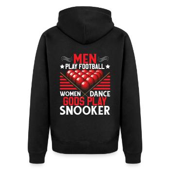 Götter spielen Snooker - Unisex Premium Bio Zip Hoodie - Schwarz - Hinten - Nico (187cm)