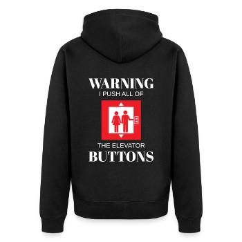 Push The Elevator Buttons Lift Fahrstuhl - Unisex Premium Organic Zip Hoodie - black - Back - Nico (187cm)