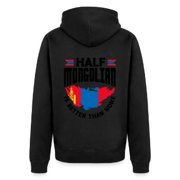 Mongolian Mongolia Mongolian Flag Quote - Unisex Premium Organic Zip Hoodie - black - Back - Nico (187cm)