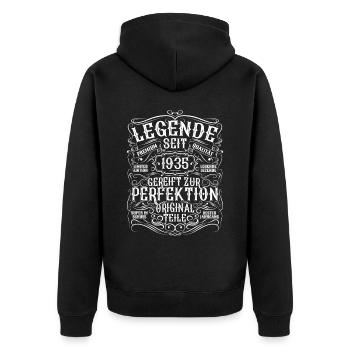 Legende 1935 Geburtstag legendär seit 1935 - Unisex Premium Bio Zip Hoodie - Schwarz - Hinten - Nico (187cm)