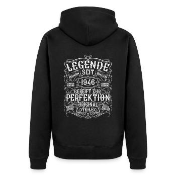 Legende 1946 Geburtstag legendär seit 1946 - Unisex Premium Bio Zip Hoodie - Schwarz - Hinten - Nico (187cm)