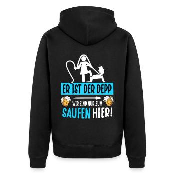 JGA T-Shirt Männer Junggesellenabschied Poltern - Unisex Premium Bio Zip Hoodie - Schwarz - Hinten - Nico (187cm)