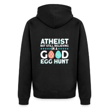 Atheist Ostern Anti Religion Anti Kirche Atheismus - Unisex Premium Bio Zip Hoodie - Schwarz - Hinten - Nico (187cm)