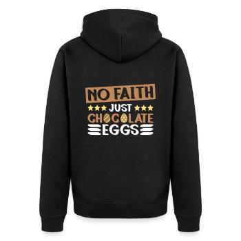 Kein Glaube, nur Schokoladeneier - Atheismus - Unisex Premium Bio Zip Hoodie - Schwarz - Hinten - Nico (187cm)