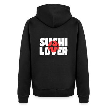 Sushi Liebhaber - Unisex Premium Bio Zip Hoodie - Schwarz - Hinten - Nico (187cm)