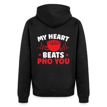 My Heart Beats Pho You Vietnamese Noodles Food - Unisex Premium Organic Zip Hoodie - black - Back - Nico (187cm)