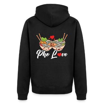 Pho Lover Chopsticks Vietnamese Noodles Asian Food - Unisex Premium Organic Zip Hoodie - black - Back - Nico (187cm)