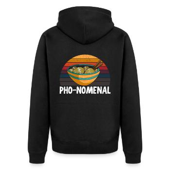 Pho Lover Chopsticks Vietnamese Noodles Asian Food - Unisex Premium Organic Zip Hoodie - black - Back - Nico (187cm)