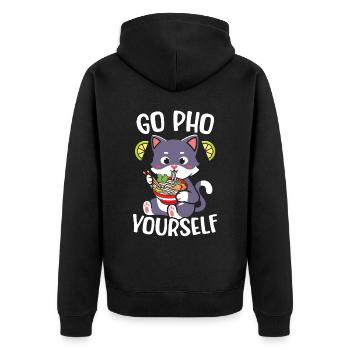 Pho Lover Chopsticks Vietnamese Noodles Asian Food - Unisex Premium Organic Zip Hoodie - black - Back - Nico (187cm)