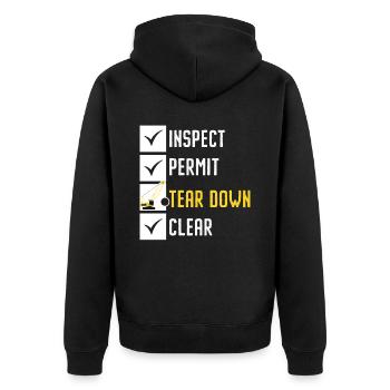 Inspect Permit Tear Down Clear House Demolition - Unisex Premium Bio Zip Hoodie - Schwarz - Hinten - Nico (187cm)
