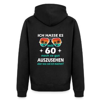 60 Jahre alt - 60. Geburtstag Mann Frau Lustig - Unisex Premium Bio Zip Hoodie - Schwarz - Hinten - Nico (187cm)