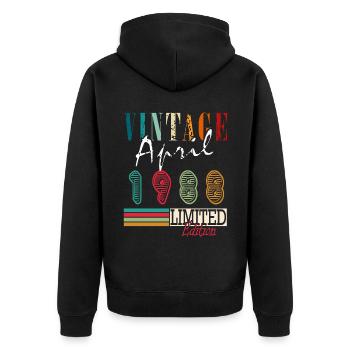 35th birthday - legends were born in April 1988 - Unisex Premium Organic Zip Hoodie - black - Back - Nico (187cm)