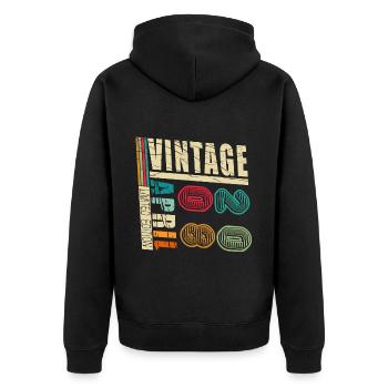 Vintage Geburtstag Geschenkidee April 2008 - Unisex Premium Bio Zip Hoodie - Schwarz - Hinten - Nico (187cm)