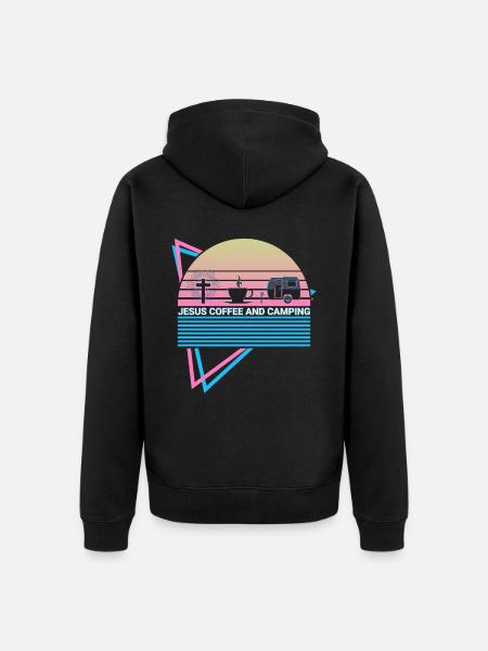 Christian Camper Camping Retro - Unisex Premium Organic Zip Hoodie - black