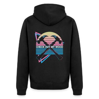 Lustiger Schreiner Schreinerarbeiten Retro - Unisex Premium Bio Zip Hoodie - Schwarz - Hinten - Nico (187cm)