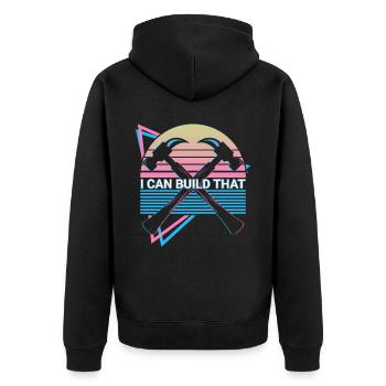 Funny Carpenter Retro Carpentry - Unisex Premium Organic Zip Hoodie - black - Back - Nico (187cm)