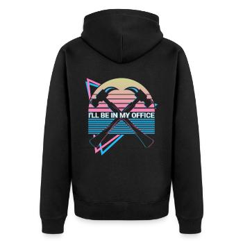 Funny Carpenter Retro Carpentry - Unisex Premium Organic Zip Hoodie - black - Back - Nico (187cm)