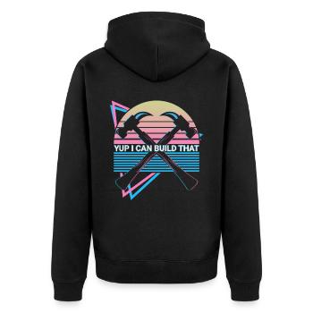 Funny Carpenter Retro Carpentry - Unisex Premium Organic Zip Hoodie - black - Back - Nico (187cm)