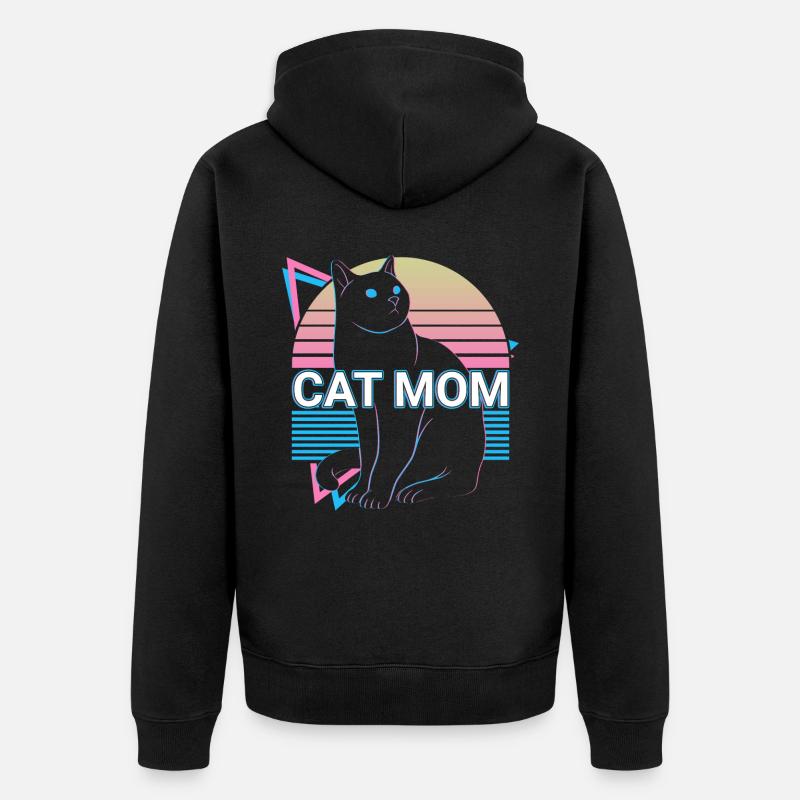 Cat Mama Rétro - Veste à capuche bio Premium Unisexe - noir
