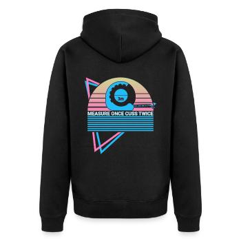Funny Carpenter Retro Carpentry - Unisex Premium Organic Zip Hoodie - black - Back - Nico (187cm)