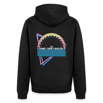 Lustiger Schreiner Schreinerarbeiten Retro - Unisex Premium Bio Zip Hoodie - Schwarz - Hinten - Nico (187cm)