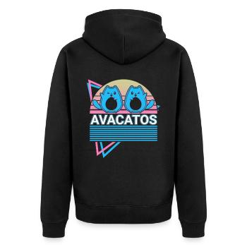 Funny Cat Retro Avocado - Unisex Premium Organic Zip Hoodie - black - Back - Nico (187cm)