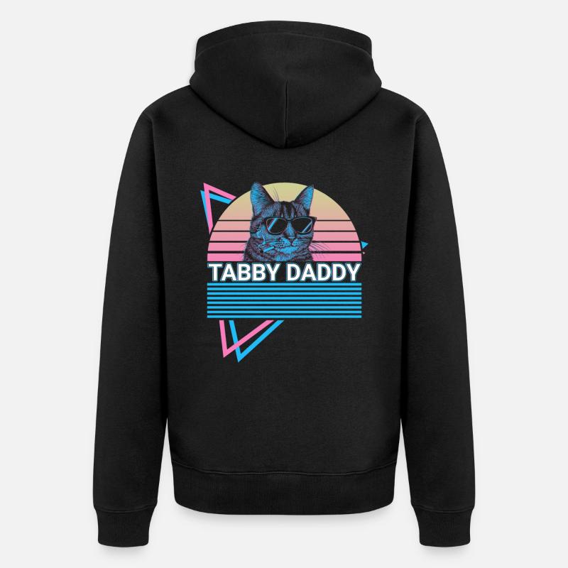 Drôle de chat tigré Rétro - Veste à capuche bio Premium Unisexe - noir
