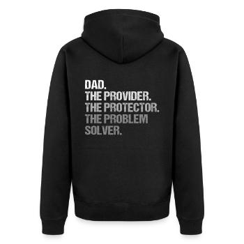 Dad Provider Protector Problem Solver - Unisex Premium Organic Zip Hoodie - black - Back - Nico (187cm)