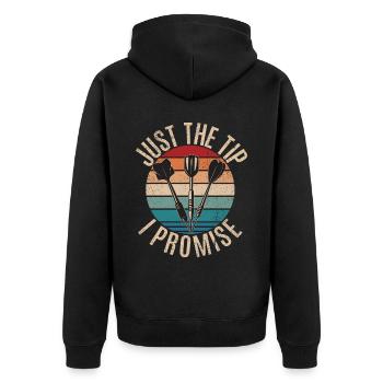 Retro dartboard Dartboard 180 for darts players - Unisex Premium Organic Zip Hoodie - black - Back - Nico (187cm)