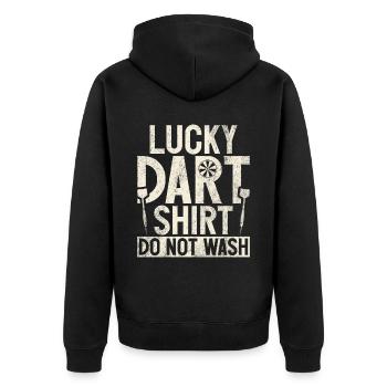 Retro dartboard Dartboard 180 for darts players - Unisex Premium Organic Zip Hoodie - black - Back - Nico (187cm)