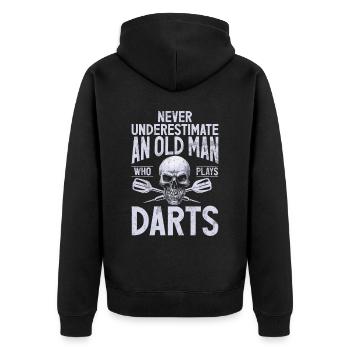 Retro dartboard Dartboard 180 for darts players - Unisex Premium Organic Zip Hoodie - black - Back - Nico (187cm)