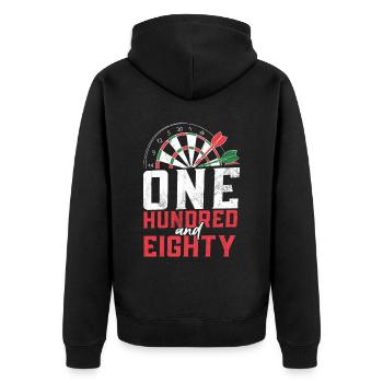 Retro dartboard Dartboard 180 for darts players - Unisex Premium Organic Zip Hoodie - black - Back - Nico (187cm)