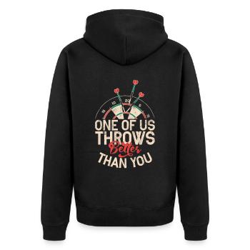 Retro dartboard Dartboard 180 for darts players - Unisex Premium Organic Zip Hoodie - black - Back - Nico (187cm)