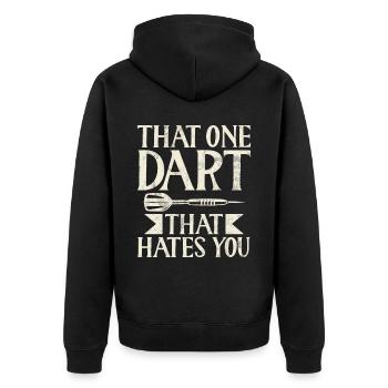 Retro Dartscheibe Dartboard 180 für Dartspieler - Unisex Premium Bio Zip Hoodie - Schwarz - Hinten - Nico (187cm)
