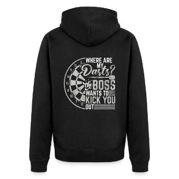 Retro dartboard Dartboard 180 for darts players - Unisex Premium Organic Zip Hoodie - black - Back - Nico (187cm)