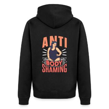 Anti Body Shaming Stop Bodyshaming Annoyance - Veste à capuche bio Premium Unisexe - noir - Dos - Nico (187cm)