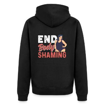 End Body Shaming Stop Bodyshaming Annoy - Unisex Premium Organic Zip Hoodie - black - Back - Nico (187cm)