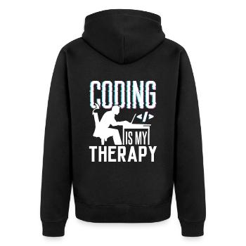 Programming is my therapy Code Coder Coding - Unisex Premium Organic Zip Hoodie - black - Back - Nico (187cm)