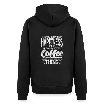 Kaffee Koffein Espresso Barista Geschenk - Unisex Premium Bio Zip Hoodie - Schwarz - Hinten - Nico (187cm)